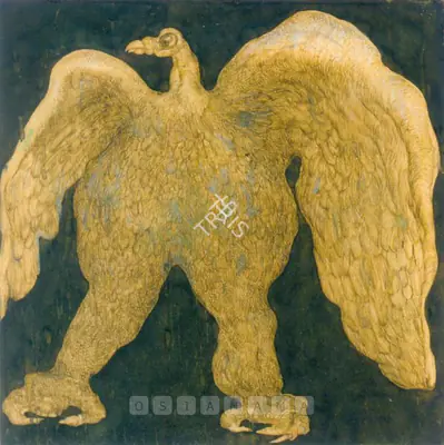 Chowdhury, Jogen (Artist). Eagle. Ink and pastel on paper, 1976 | Drawing | FineArts | 00600619