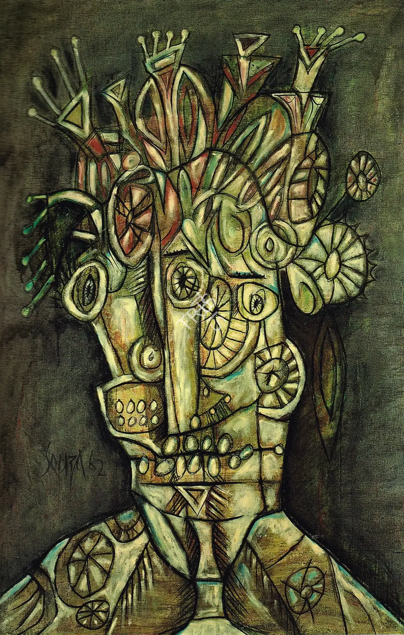 Souza, F.N. (Artist). Untitled (Large Head). Oil on canvas, 1962 | Painting | FineArts | 00755973