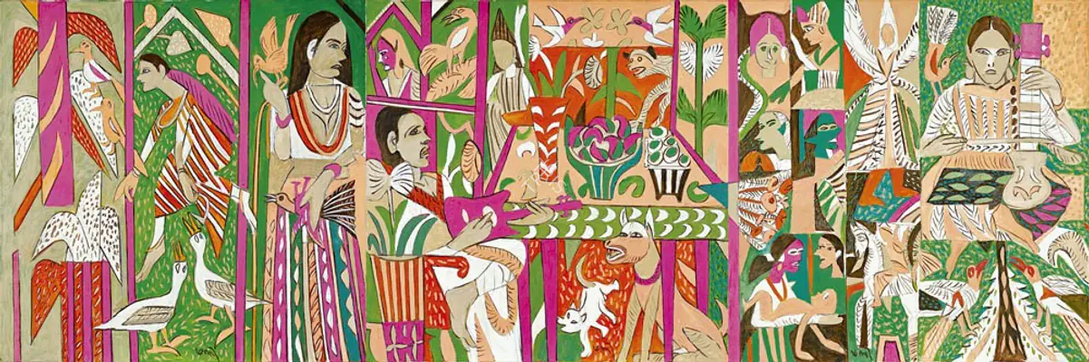 Subramanyan, K.G. (Artist). Pastoral. Acrylic & oil on canvas, 2014 | Painting | FineArts | 00420166