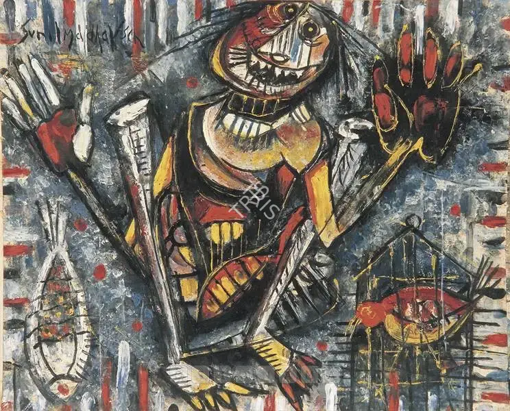 Sen, Sunil Madhav (Artist). A Joy Full Mood. Oil on paper pasted on cardboard, late 1970s | Painting  | 00881812