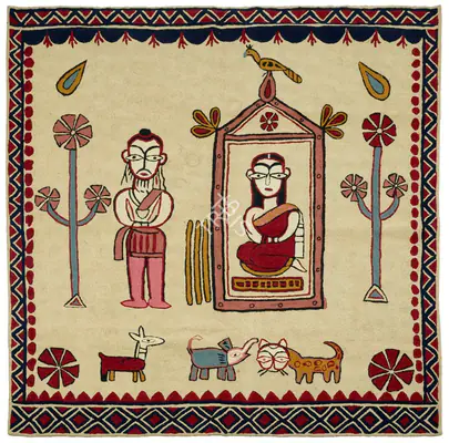 Roy, Jamini (Artist). Untitled (Sita Haran). Embroidered carpet laid on jute, c.1930s-1940s | Graphic Art | FineArts | 00353688
