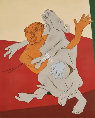 Mehta, Tyeb (Artist). Mahishasura. Acrylic on canvas, 1995 | Painting | FineArts | 00416259
