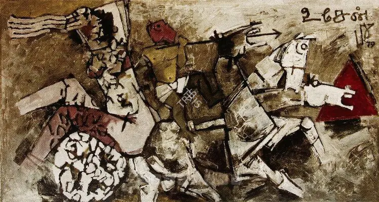 Husain, M.F. (Artist). Sita Hanuman. Acrylic on canvas, 1979 | Painting  | 00880267