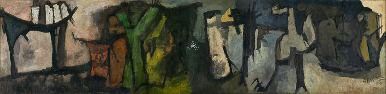Husain, M.F. (Artist). Voices. Oil on canvas, 1958 | Painting  | 00867320