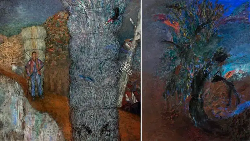 Sundaram, Vivan (Artist). Boy and Totems. Oil on canvas, 1988 | Painting | FineArts | 00336254