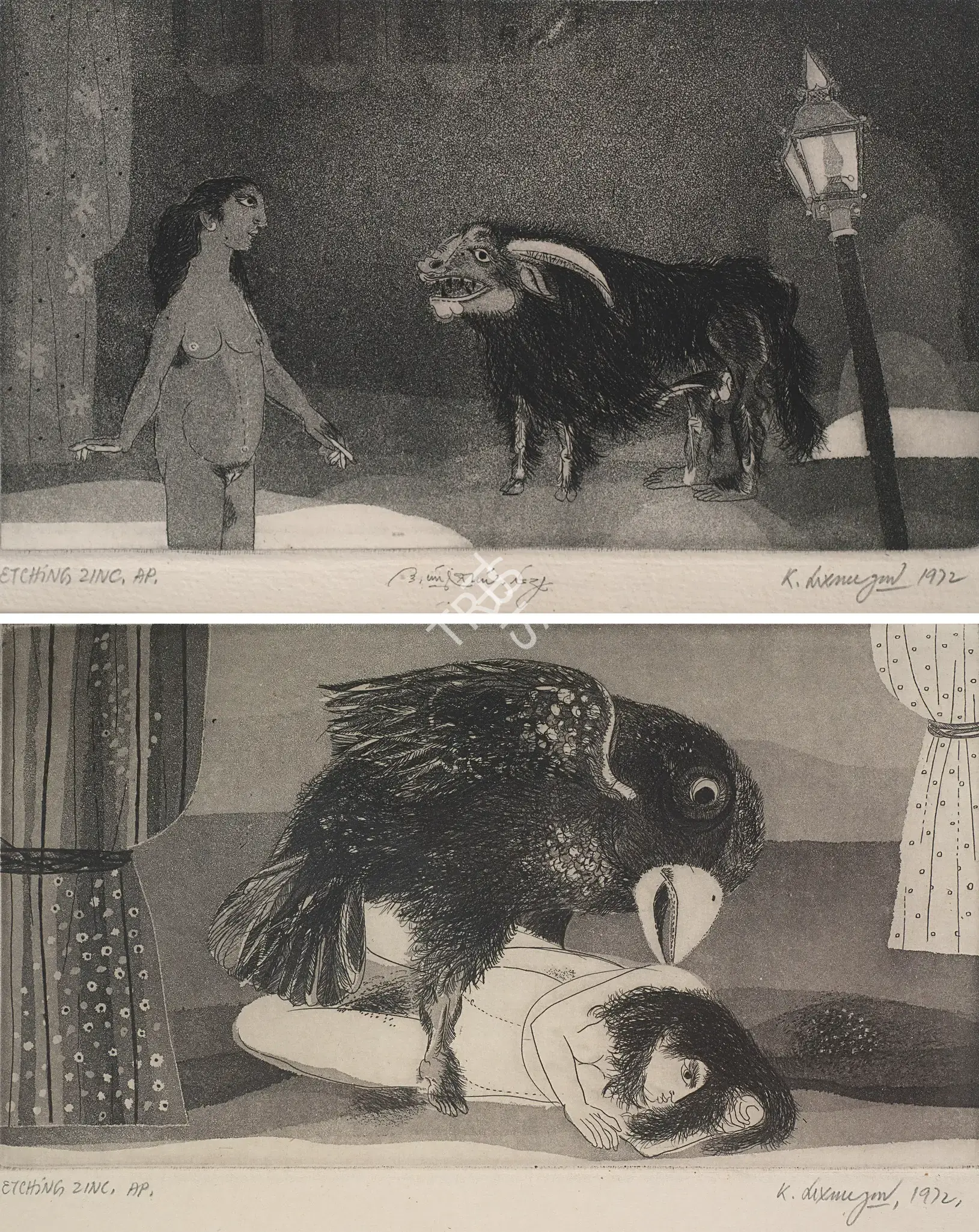 Goud, K. Laxma (Artist). Untitled. Etching and aquatint in zinc, 1972 | Graphic Art | FineArts | 0022622