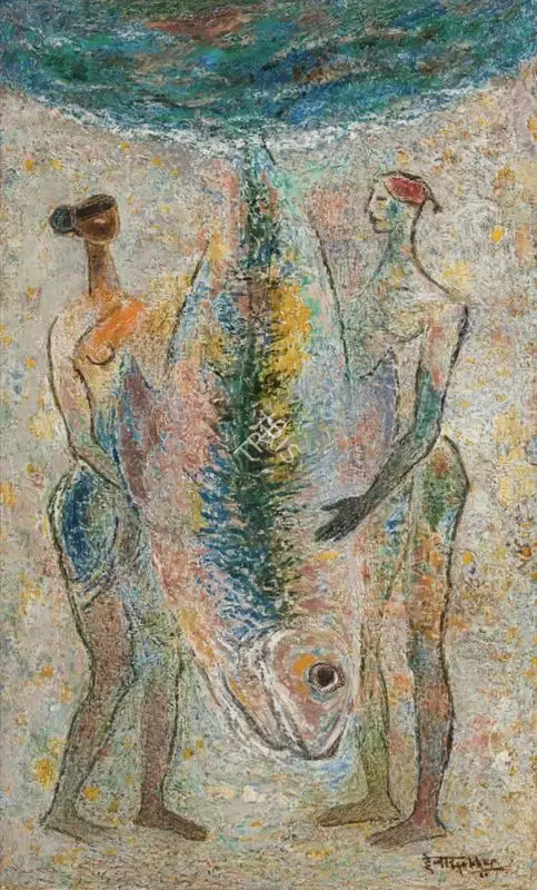 Hebbar, K.K. (Artist). Untitled (Prosperity). Oil on canvas, 1980 | Painting | FineArts | 00418553