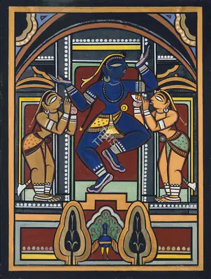 Roy, Jamini (Artist). Krishna with Gopis. Tempera on cloth, 1950 | Painting | FineArts | 00332583