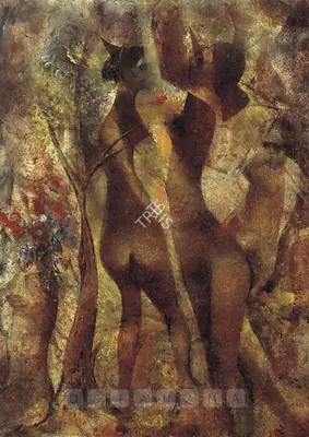 Bendre, N.S. (Artist). Women In Forest. Gouache, c.1956 | Painting | FineArts | 00376576
