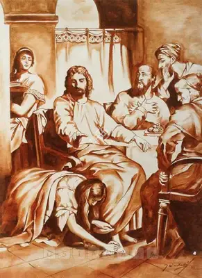 Trindade, A.X. (Artist). The Woman Washing Christ's Feet. Oil on canvas, 1923 | Painting  | 00881155