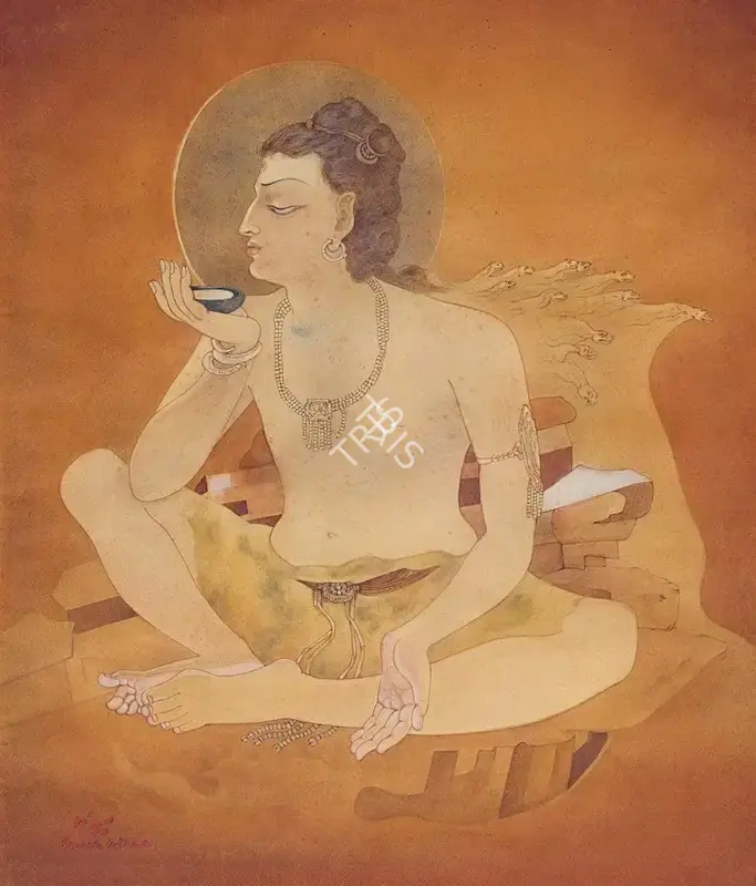 Bose, Nandalal (Artist). Untitled (Shiva Drinking World Poison). Watercolour on paper, 1943 | Painting | EconomicsArt | 00872424