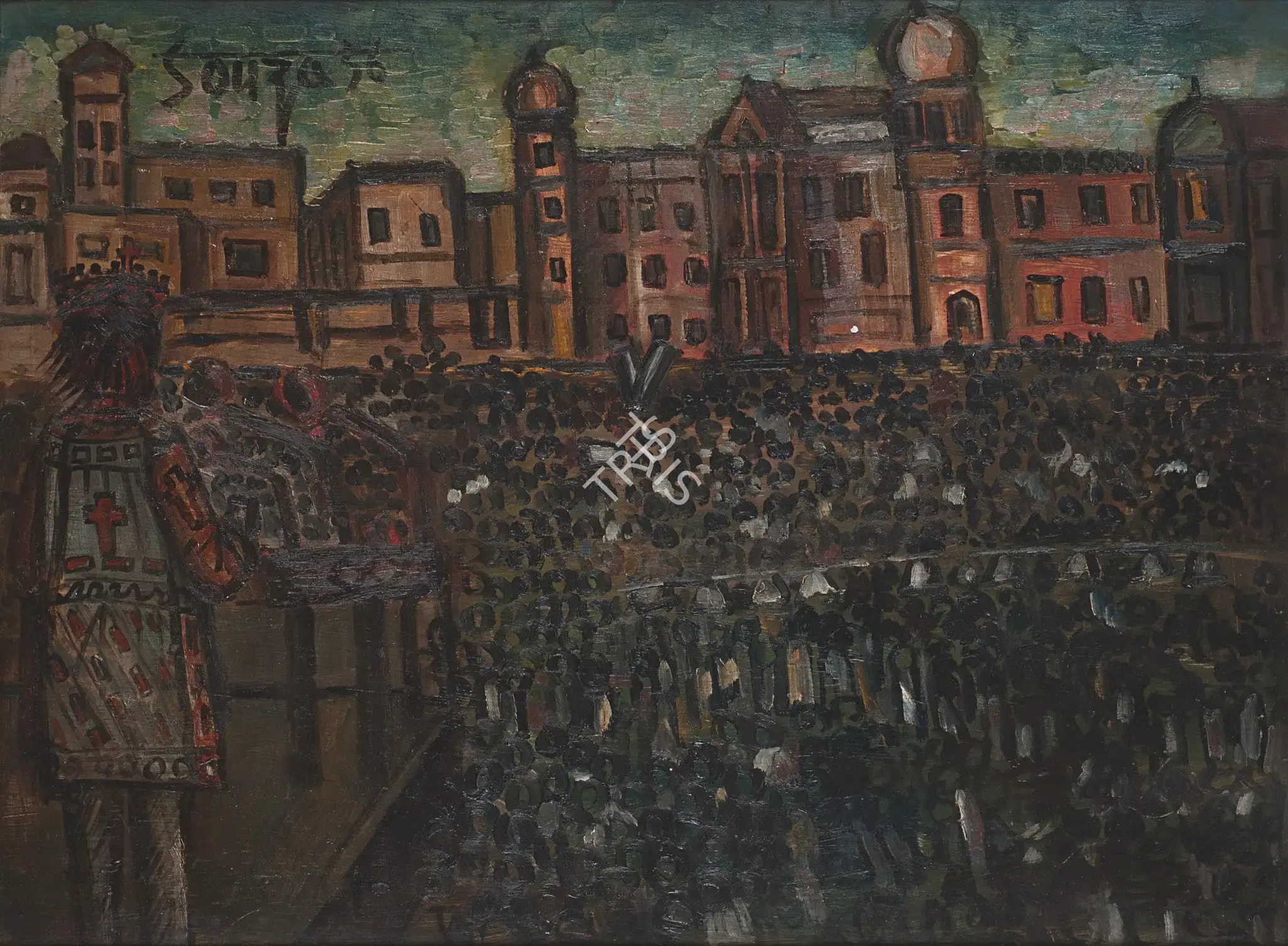 Souza, F.N. (Artist). Congregation. Oil on masonite board, 1956 | Painting | FineArts | 0022588
