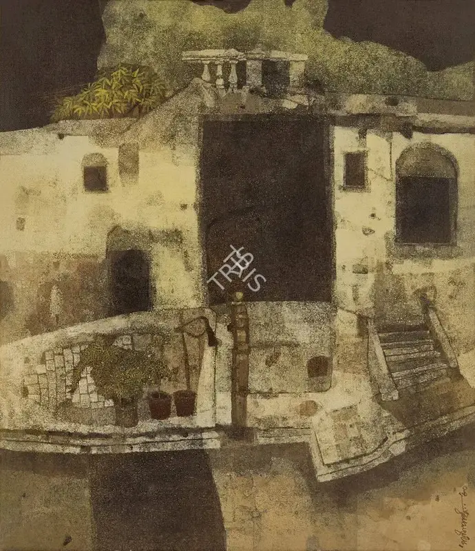 Pyne, Ganesh (Artist). The Door, The Windows. Tempera on canvas, 1980 | Painting | FineArts | 00594814