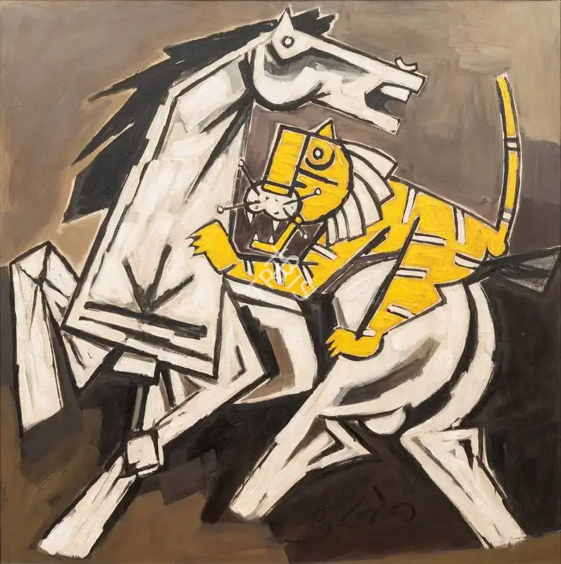 M.F. Husain's Tiger Attacking the Horse
