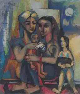 Reddy, P.T. (Artist). Untitled (Farmer's Family), 1960 | Painting