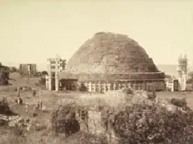 Dayal, Lala Deen (Photographer), The Great Stupa (Stupa No.1) at Sanchi as seen from the north-east, M. P., c.1880 | Antiquarian Photograph