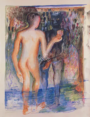 Khakhar, Bhupen (Artist). Two Men, 1987 | Painting