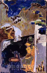 Husain, M.F. (Artist). Untitled (Village Well), 1950s | Painting