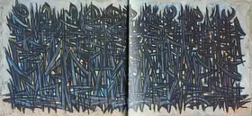 Sadequain (Artist). Line Of Figures, 1963 | Painting