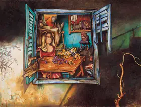 Cherian, Milburn (Artist). Woman In Window, 1998 | Drawing