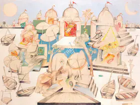 Parekh, Manu (Artist). Benares Landscape, 1988 | Painting