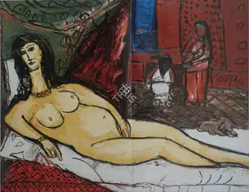 Souza, F.N. (Artist). Untitled, After Titian's Venus of Urbino and Manet's Olympia , 1961 | Painting