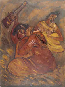 Khastgir, Sudhir (Artist). Baul & Dancer, 1968 | Painting