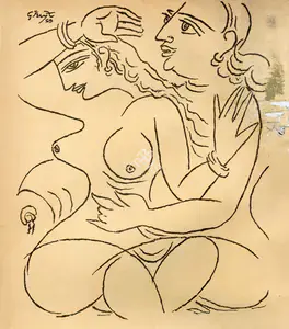 Keyt, George (Artist). Line Drawing, 1959 | Sketch