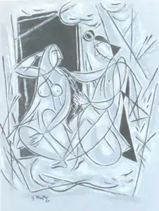 Keyt, George (Artist). South Indian Couple, 1960 | Drawing
