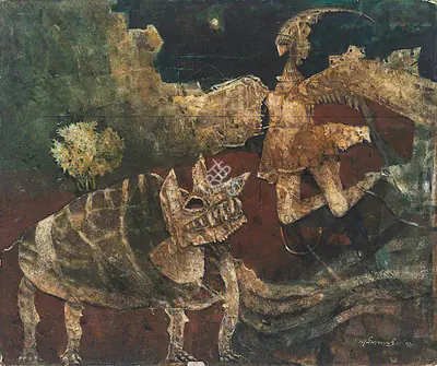 Pyne, Ganesh (Artist). The Bird & The Beast, 1978 | Painting
