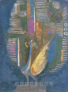 Hebbar, K.K. (Artist). Peacock, 1963 | Painting