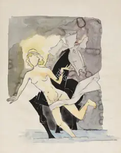 Husain, M.F. (Artist). Orange Cloud, 1981 | Painting