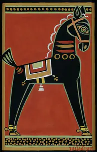 Roy, Jamini (Artist). Black Horse, n.d. | Painting