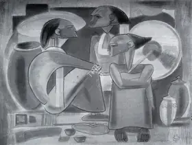 Chavda, Shiavax (Artist). Bazar Scene, South India, 1947 | Painting