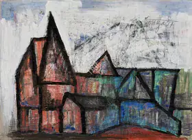 Souza, F.N. (Artist). Untitled (Houses), 1957 | Painting