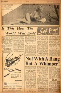 Abbas, Khwaja Ahmad (Columnist). Is This How the World Will End?. In <i>Blitz - India's Greatest Weekly.</i> p. 20. Bombay: R.K. Karanjia, 30 July 1960 | Essay | CinemaEducation | 00464612