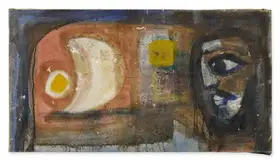 Narayan, Badri (Artist). Untitled (Man and Moon), n.d. | Painting