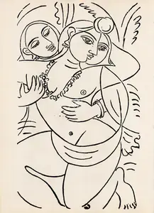 Keyt, George (Artist). Krishna Dallying, n.d. | Drawing