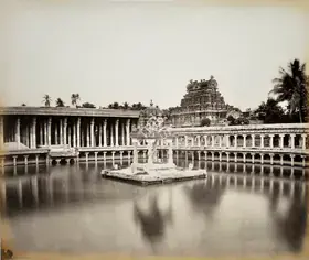 Lyon, Edmund David (Photographer), Jumboogasheram Tank & Pagoda, Trichinopoly, n.d. | Antiquarian Photograph