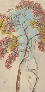 Dey, Manishi (Artist). Untitled (Flowering Palash Tree), 1965 | Painting