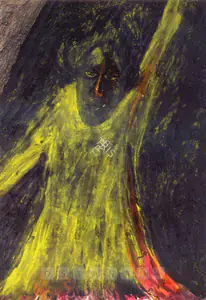 Tagore, Rabindranath (Artist). Untitled (Figure In Yellow), n.d. | Painting