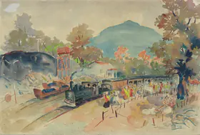 Hebbar, K.K. (Artist). Untitled (Railway station, Shivrajpur), 1960s | Painting