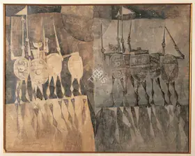 Ray, Shyamal Dutta (Artist). Confrontation, 1972 | Painting
