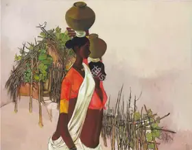 Prabha, B. (Artist). Untitled (Village Women), 1975 | Painting