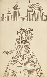 Souza, F.N. (Artist). Priest, 1958 | Drawing