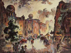 Almelkar, A.A. (Artist). Sir Pherozshah Mehta Road In The Monsoon, 1947 | Painting