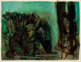 Husain, M.F. (Artist). Untitled (Dancers and Musician), 1983 | Painting