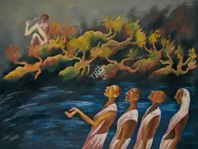Caur, Arpana (Artist). In Vrindaban, 1987 | Painting