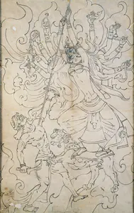 Bose, Nandalal (Artist). Mahishasur Mardini, c.1935 | Drawing