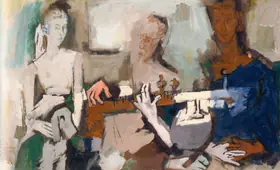 Husain, M.F. (Artist). Untitled (Man With Sitar), n.d. | Painting